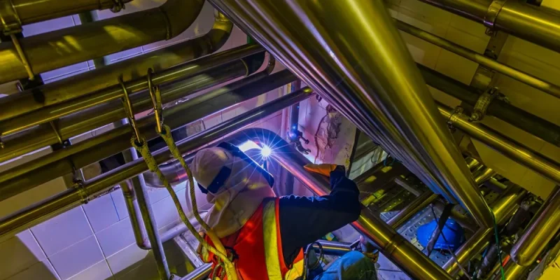 Welding,Arc,Argon,Worker,Male,Repaired,Pipeline,Stainless,Chemicals,Is